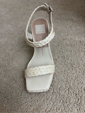 Dolce Vita Braided Strap Cream Ankle Sandals